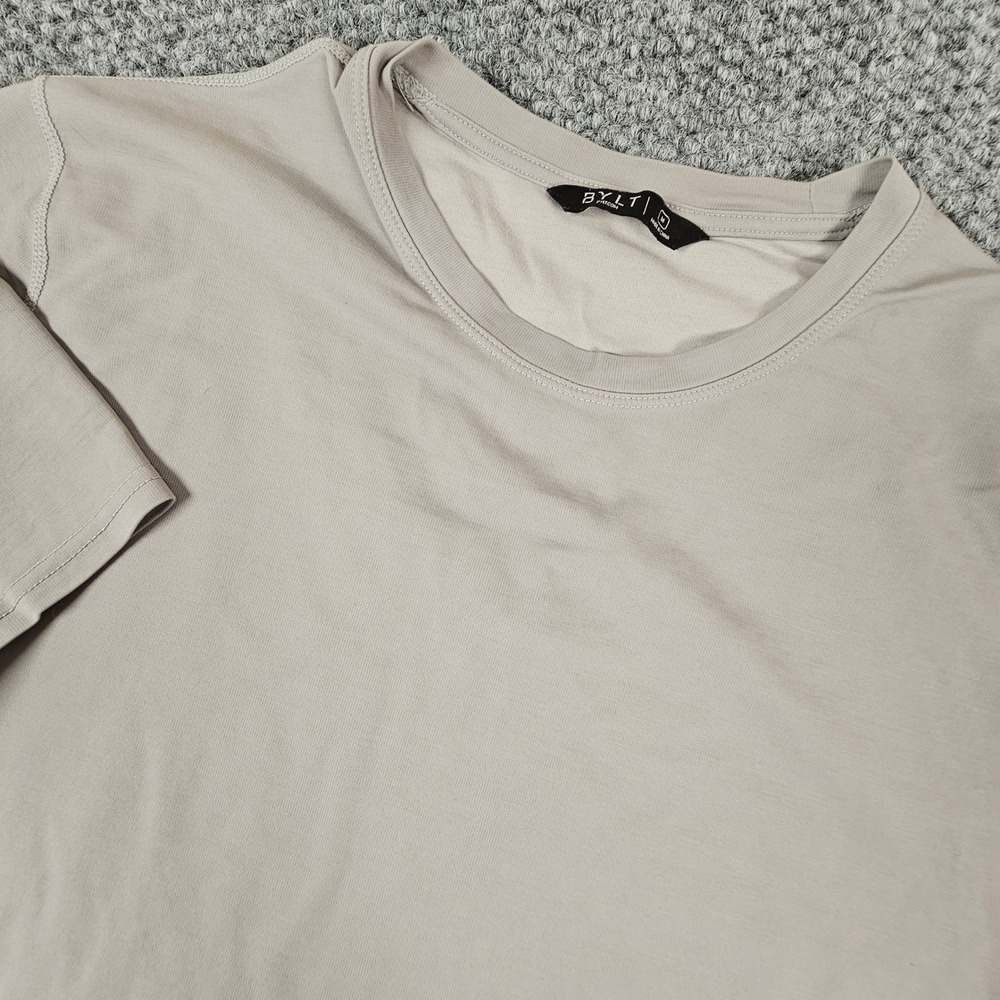 BYLT Basics Mens Beige Short Sleeve Crew Neck T-Shirt Size Medium Performance